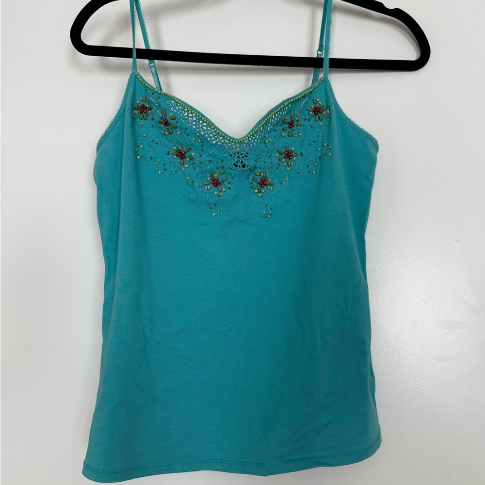 Express Teal Embroidered Camisole